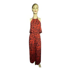 Veronica M Red and Blue  Floral Halter Sundress, Size S,‎ (257)
